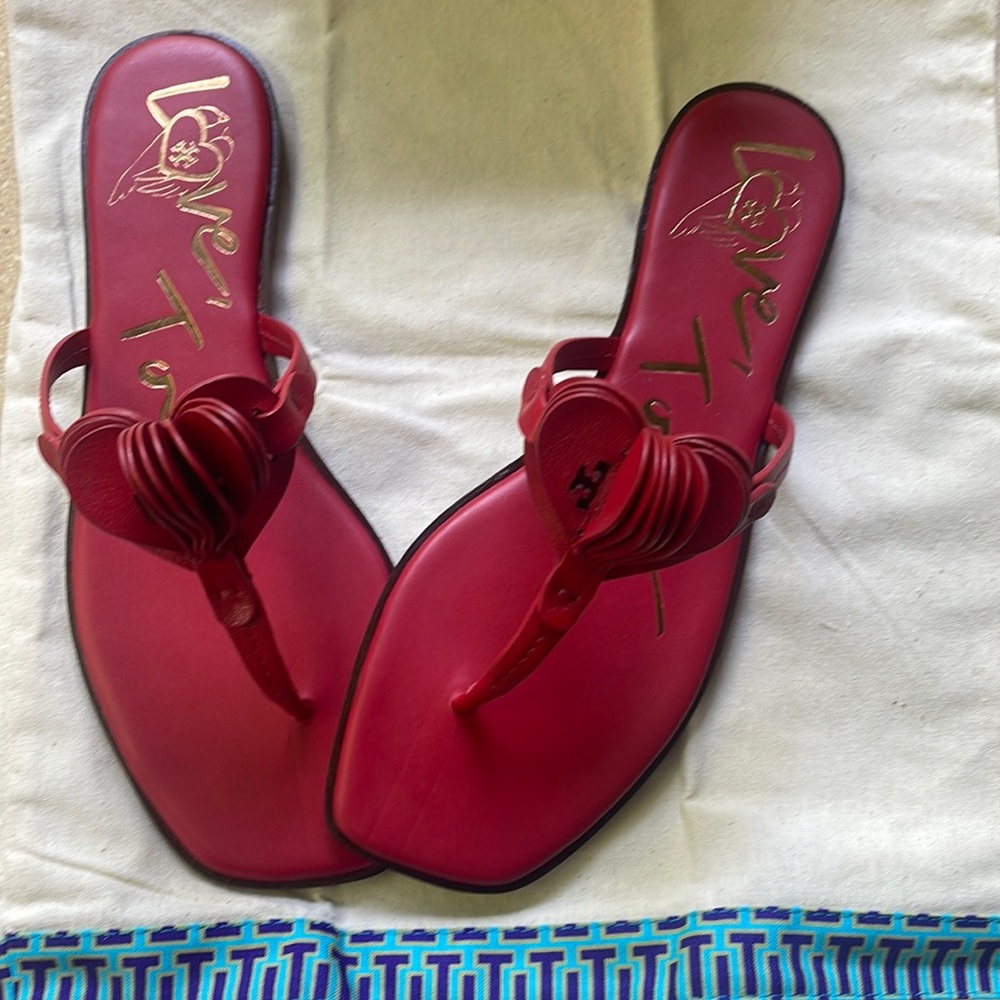 Red Tory Burch Heart Sandal - brand new